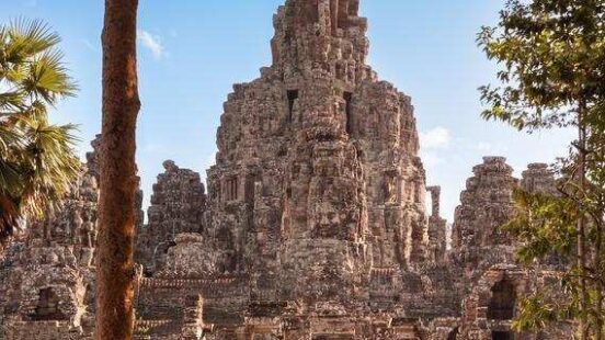 Bayon temple within the ancient temple complex of Angkor Wat in Cambodia