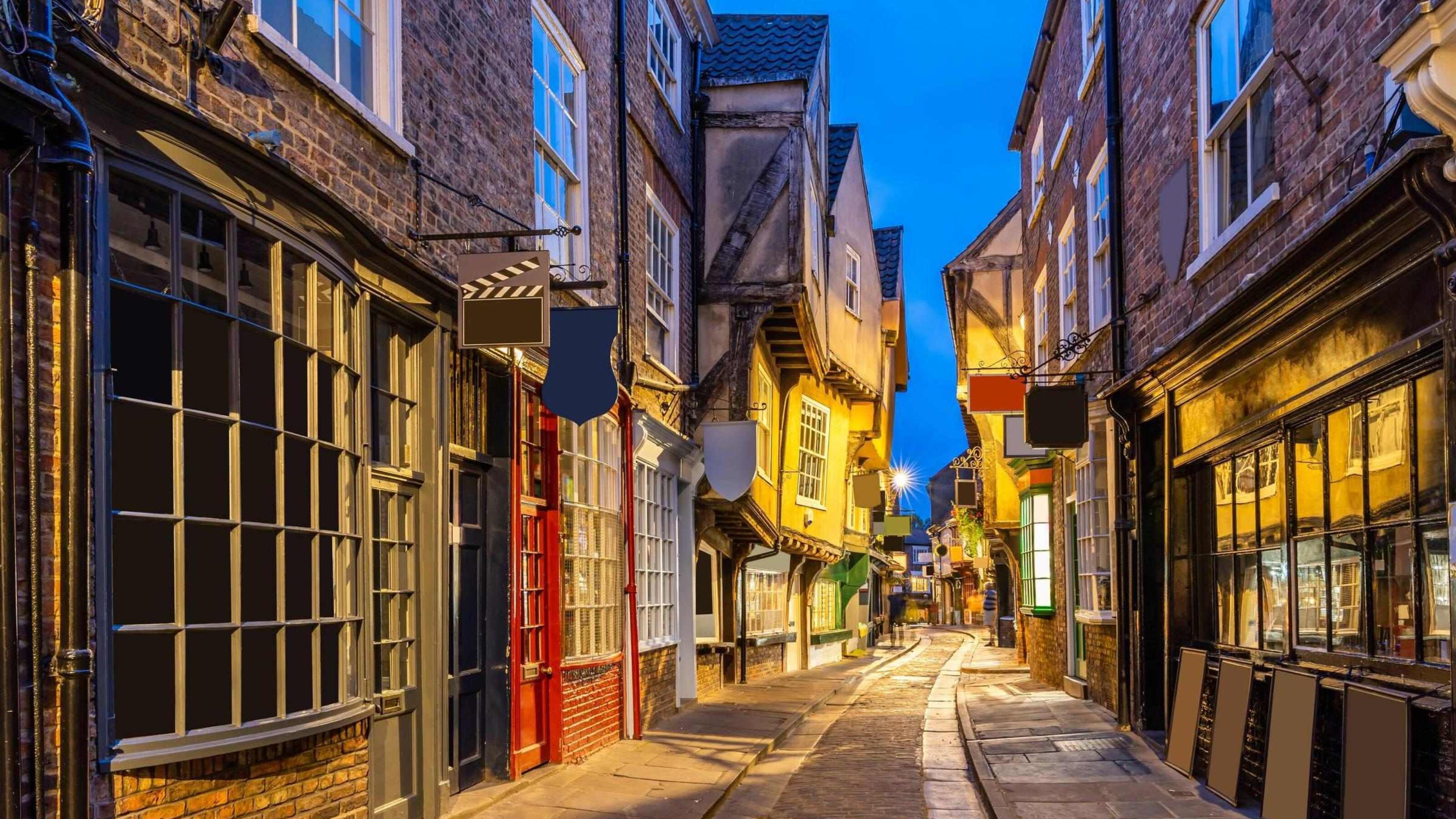 The Shambles in York at dusk