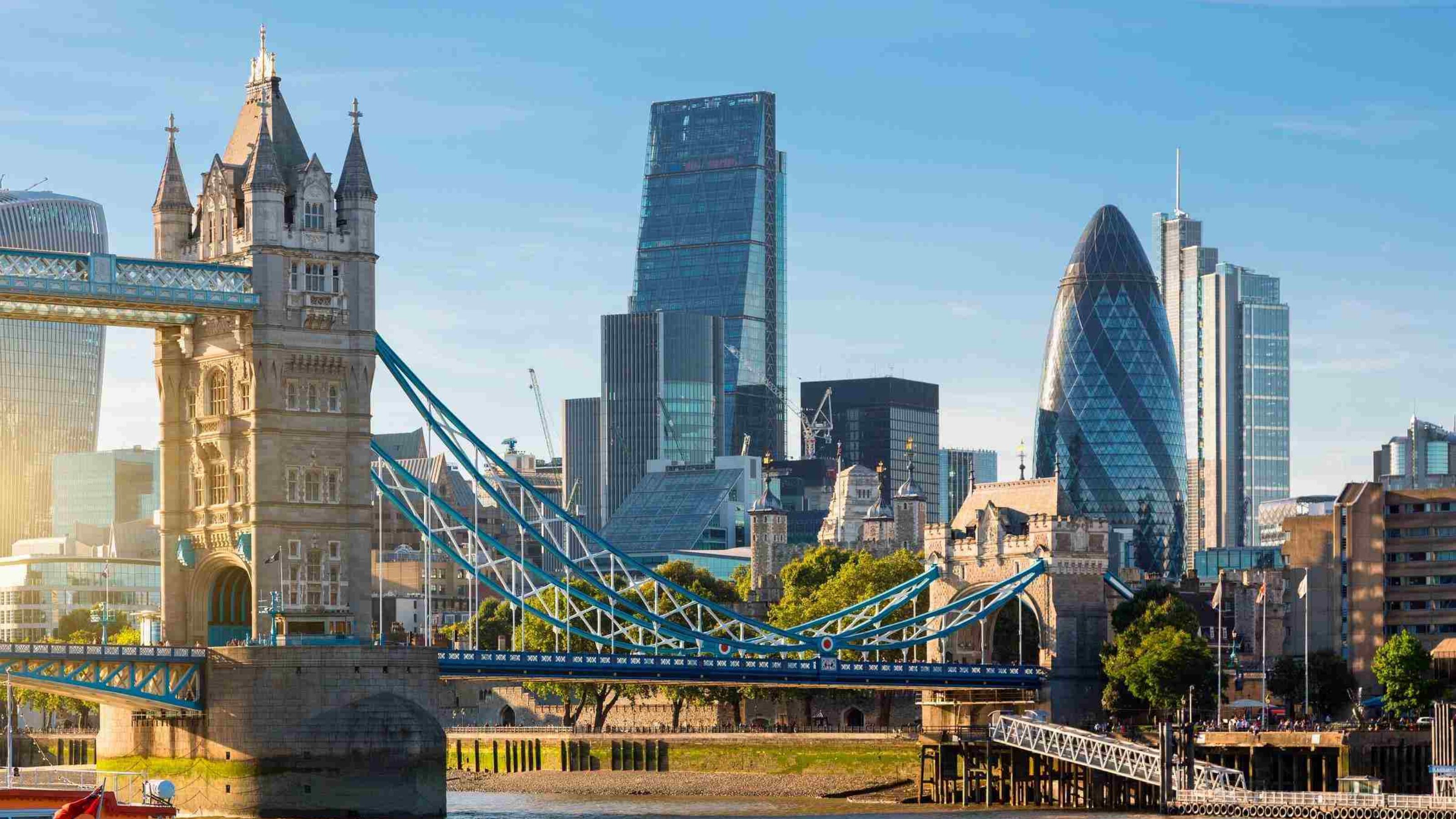 Tower bridge with London skyscrapers in the background