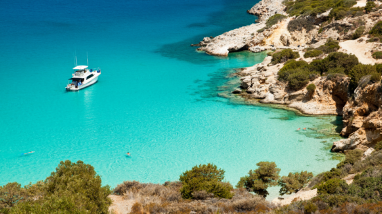 Ship Anchored in the Bay. Crete. Greece