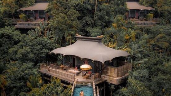 A villa in the jungle with outdoor pool at Capella Ubud in Bali