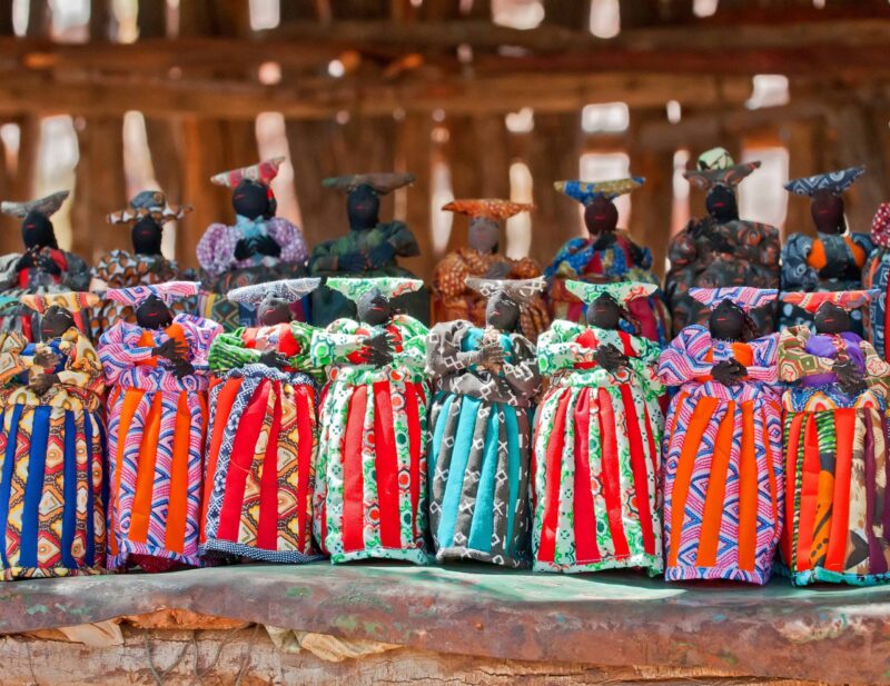 Herero dolls souvenir for sale on a stall in Windhoek Namibia south west Africa.
