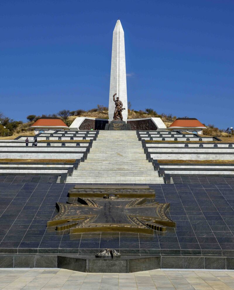 Obelisk on the National Heroes Acre, War Memorial of the Republic of Namibia, Auas Mountains, near Windhoek, Khomas Region, Namibia, Africa