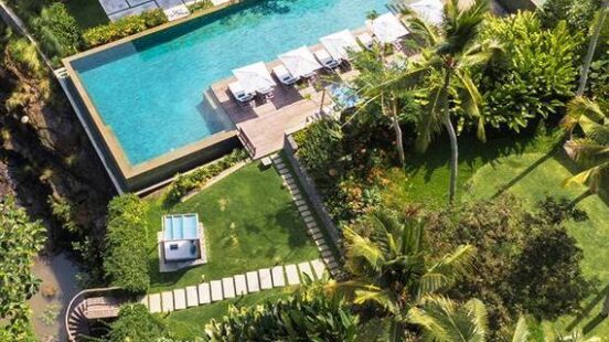 Aerial view of the pool at Nirjhara Bali