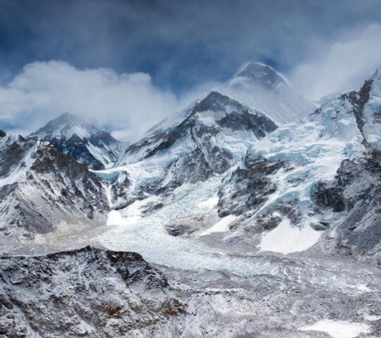 The rugged peaks of the Himalayas