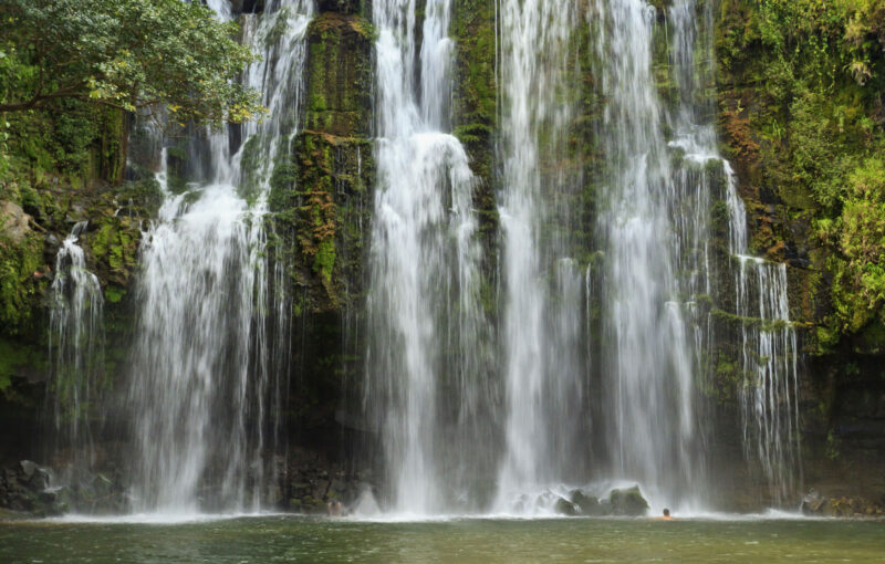 Idyllic Llano de Cortes waterfall in the jungle near Bagaces, Costa Rica.