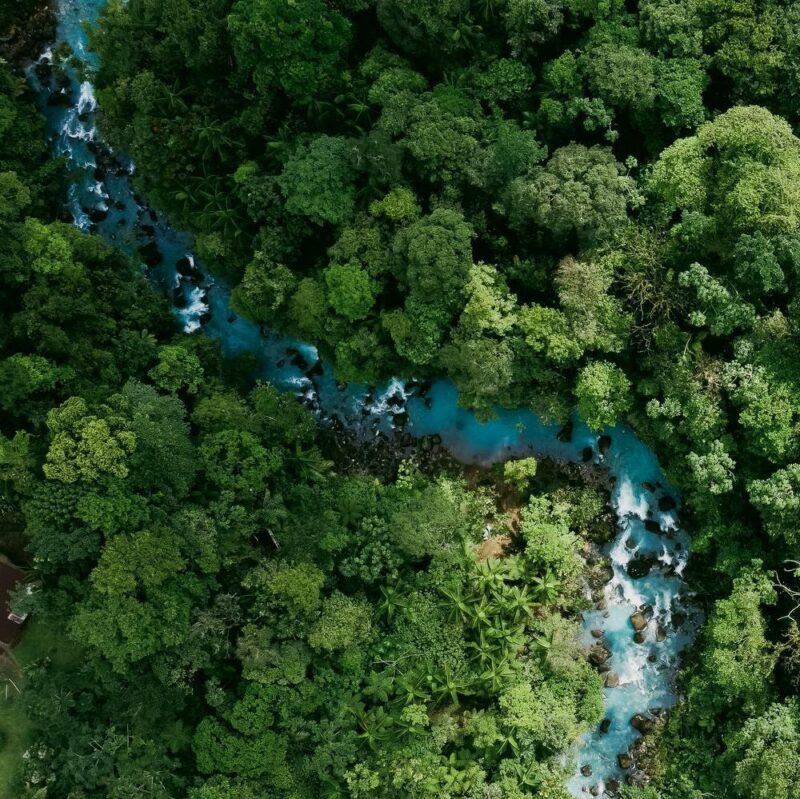 Aerial view of the forest around Rio Celeste, Costa Rica