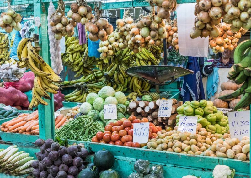 Fruit and vegetables at a farmer's market in San Jose, Costa Rica