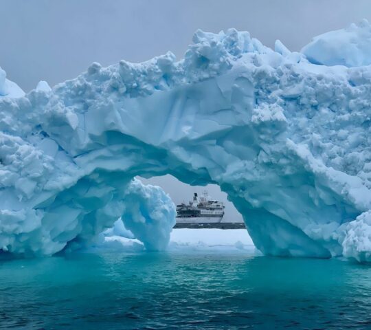 Cruise amidst giant icebergs en route to Antarctica