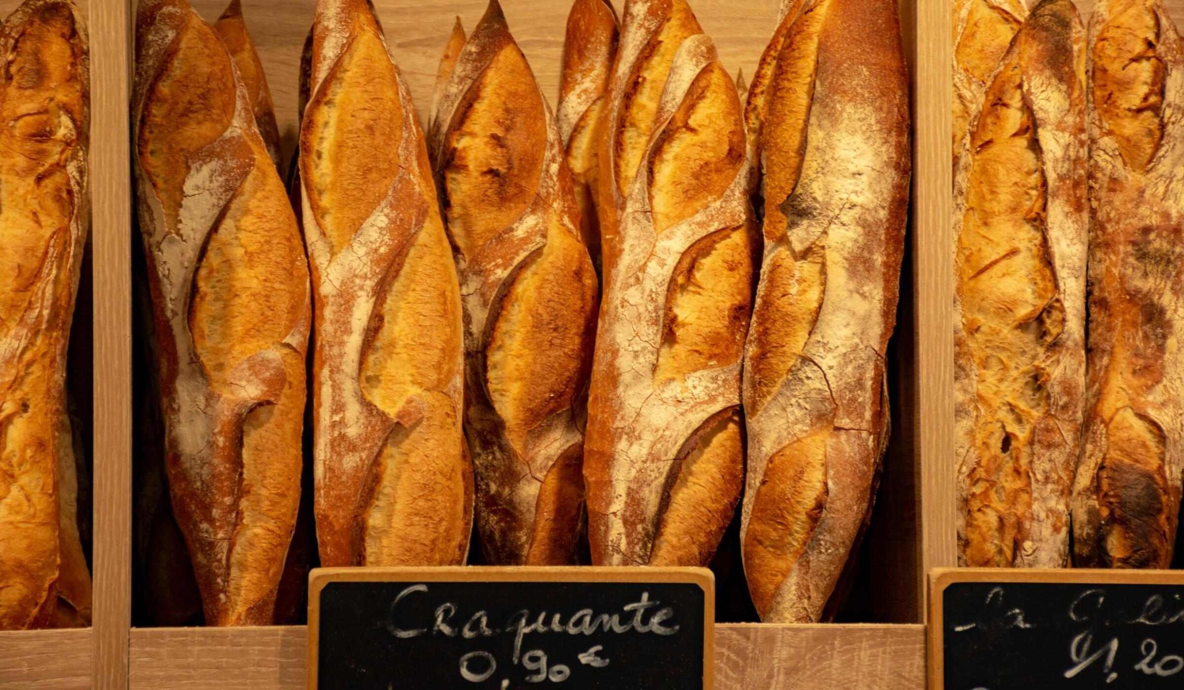 Fresh baguettes for sale in France