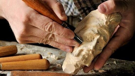 wood carving in private studio