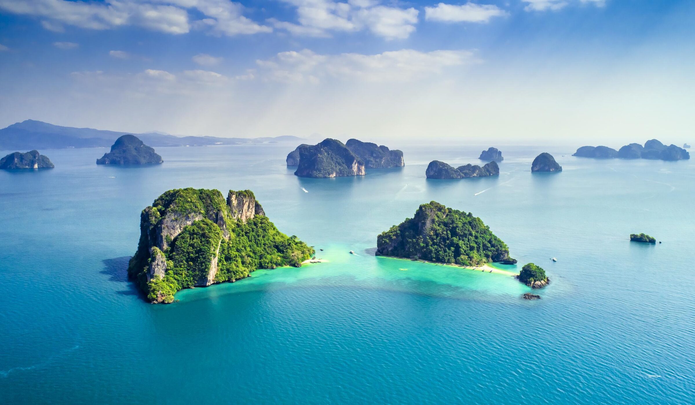 View of the islands of Koh Samui surrounded by blue ocean