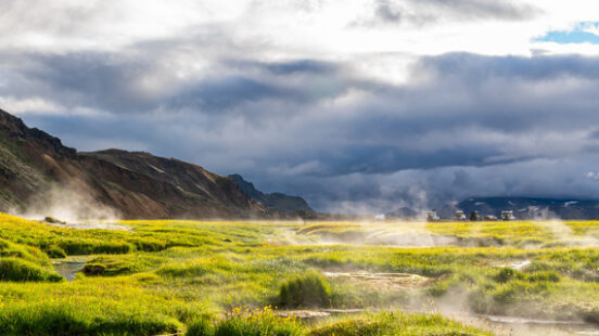 Landmannalaug hot springs in Iceland during summer months