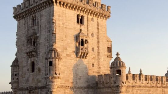 Torre de Belem Lisbon Portugal during the golden hour.