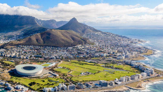 Aerial photo of Cape Town in a sunny day