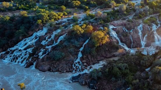 The famous Epupa Falls on the Kunene River in Northern Namibia and Southern Angola border.