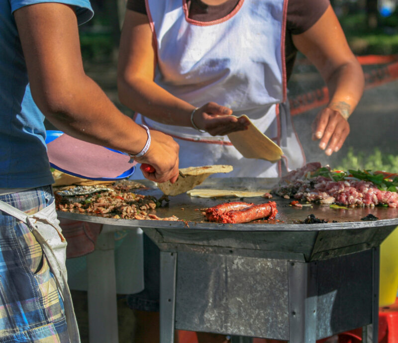 mexican street food people and food ingredients