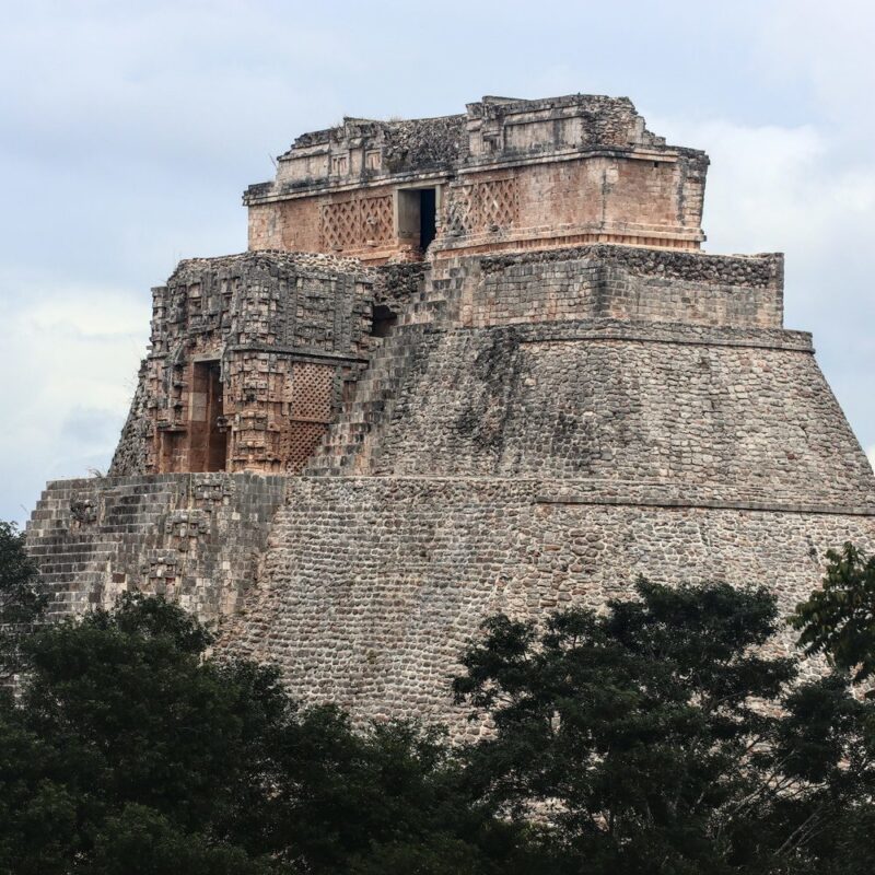 Pyramid of the magician at Uxmal near Mérida, Mexico