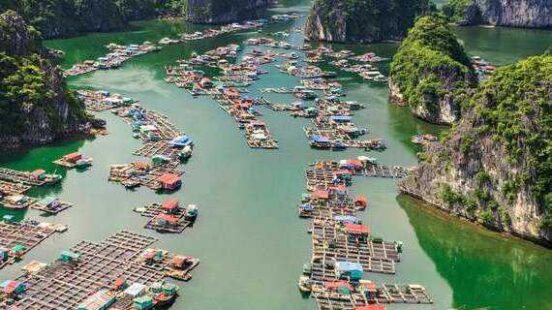 Floating villages in Lan Ha Bay, Vietnam