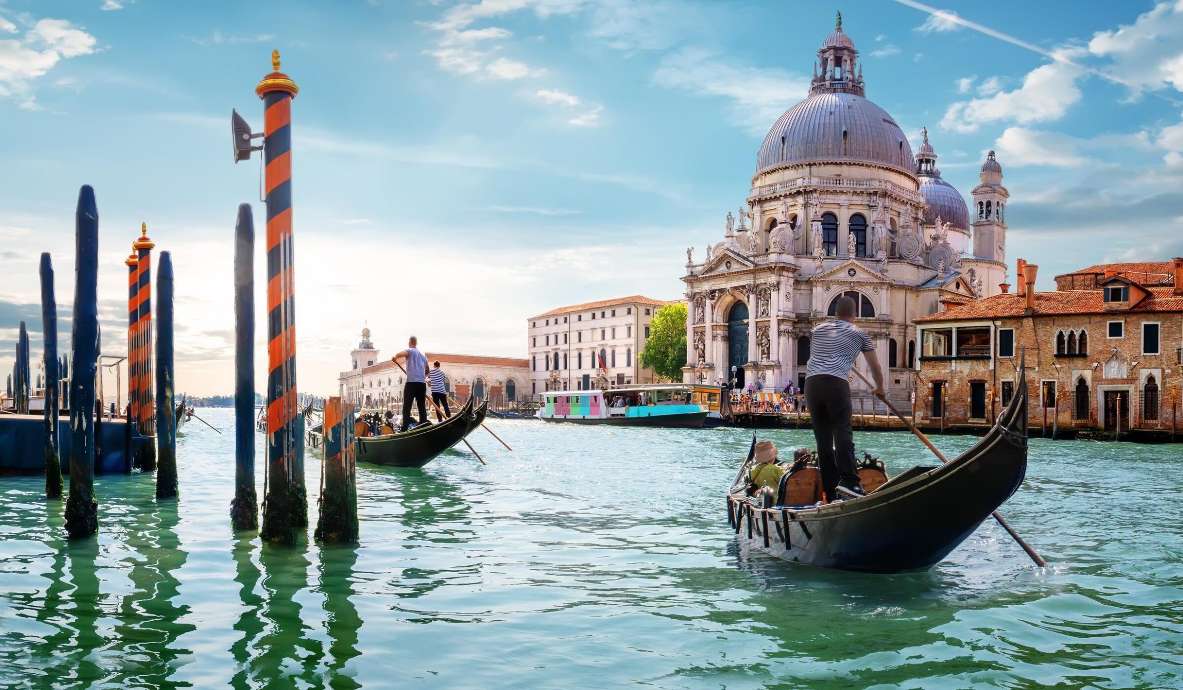 Gondolas on the Grand Canal in Venice