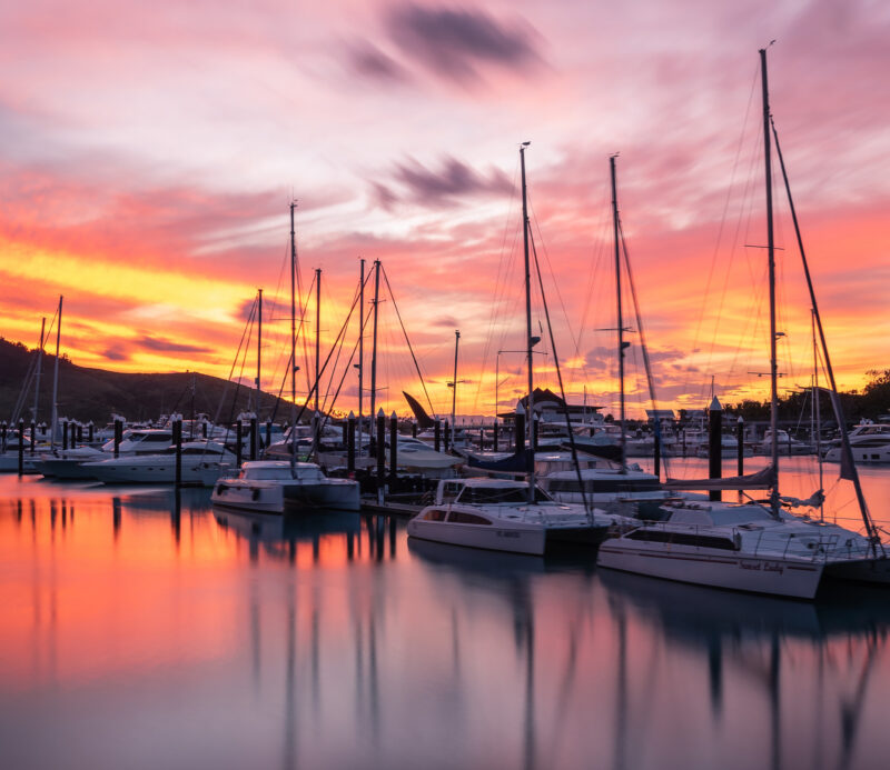 Sunset over Hamilton Island Harbour, Australia beautiful destination, beautiful sky, boat, colourful, colourful sky, colourful sunset, destination, fire sky, harbour, iconic location, lifestyle, outdoor, outdoor activities, outdoor lifestyle, stunning sunset, tourist destination, tourist icon, travel destination, travel lifestyle, travel photography, whitsundays Australia