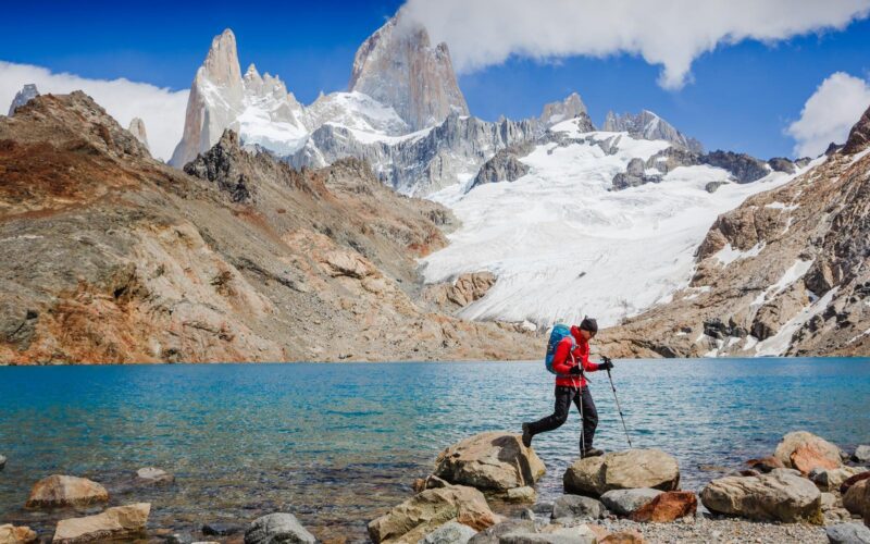 A man hiking in Patagonia