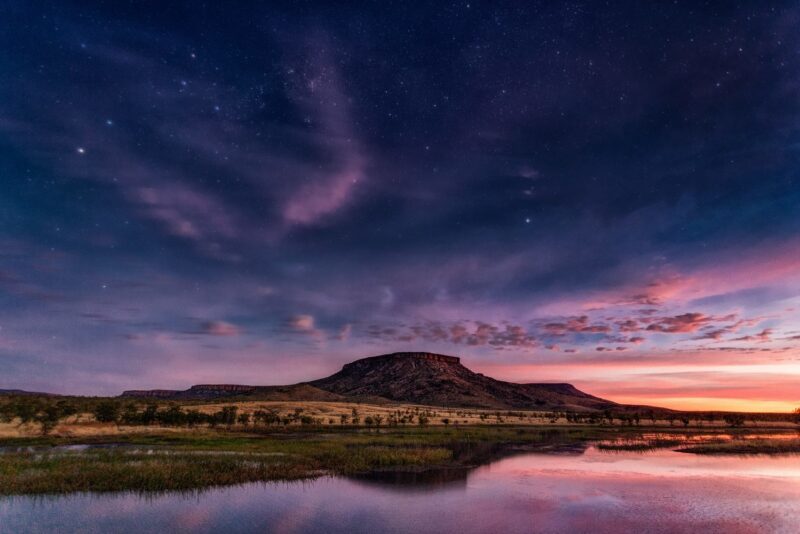Night sky over the Cockburn Ranges near Wyndham in Western Australia.