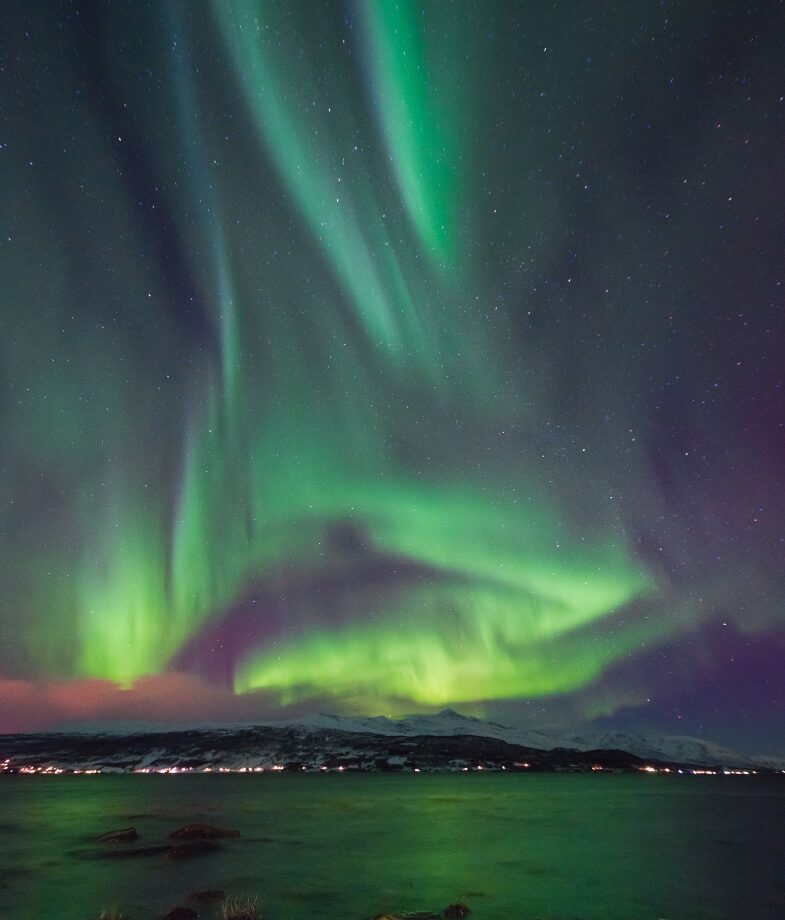 Traditional Chichilaki trees in Georgia, the northern lights above the Svalbard archipelago.