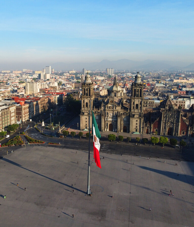 Mexico City’s vast Zócalo square and the artifacts and folk art displays inside Casa Azul, Mexico City.