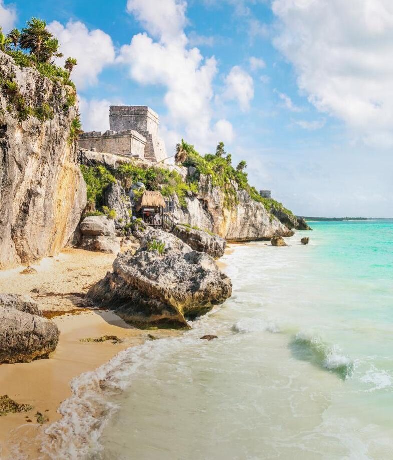 Colourful houses in Mérida, and Mayan ruins on the beach in Tulum