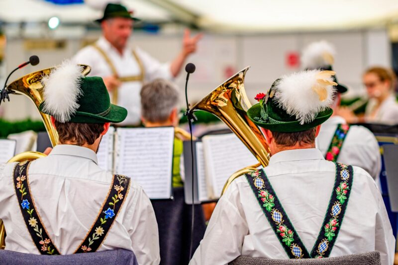 typical bavarian musician in a festival tent