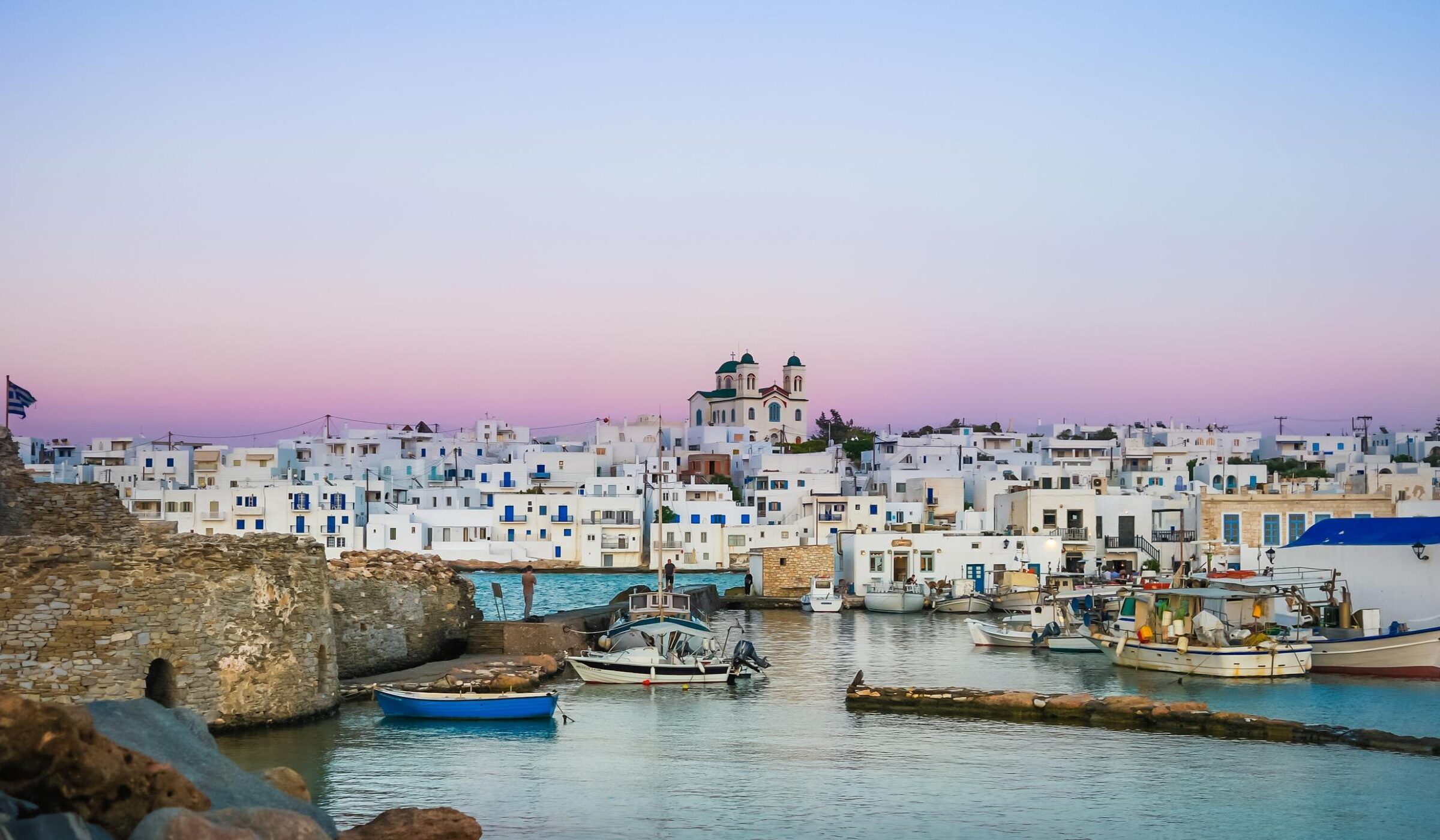 Sunset at the old port in Paros