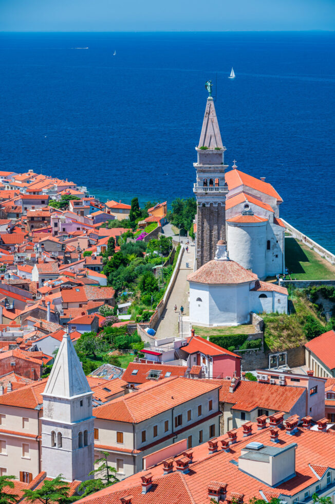 The Dom of Saint George, main church in the ancient village of Piran, Slovenia