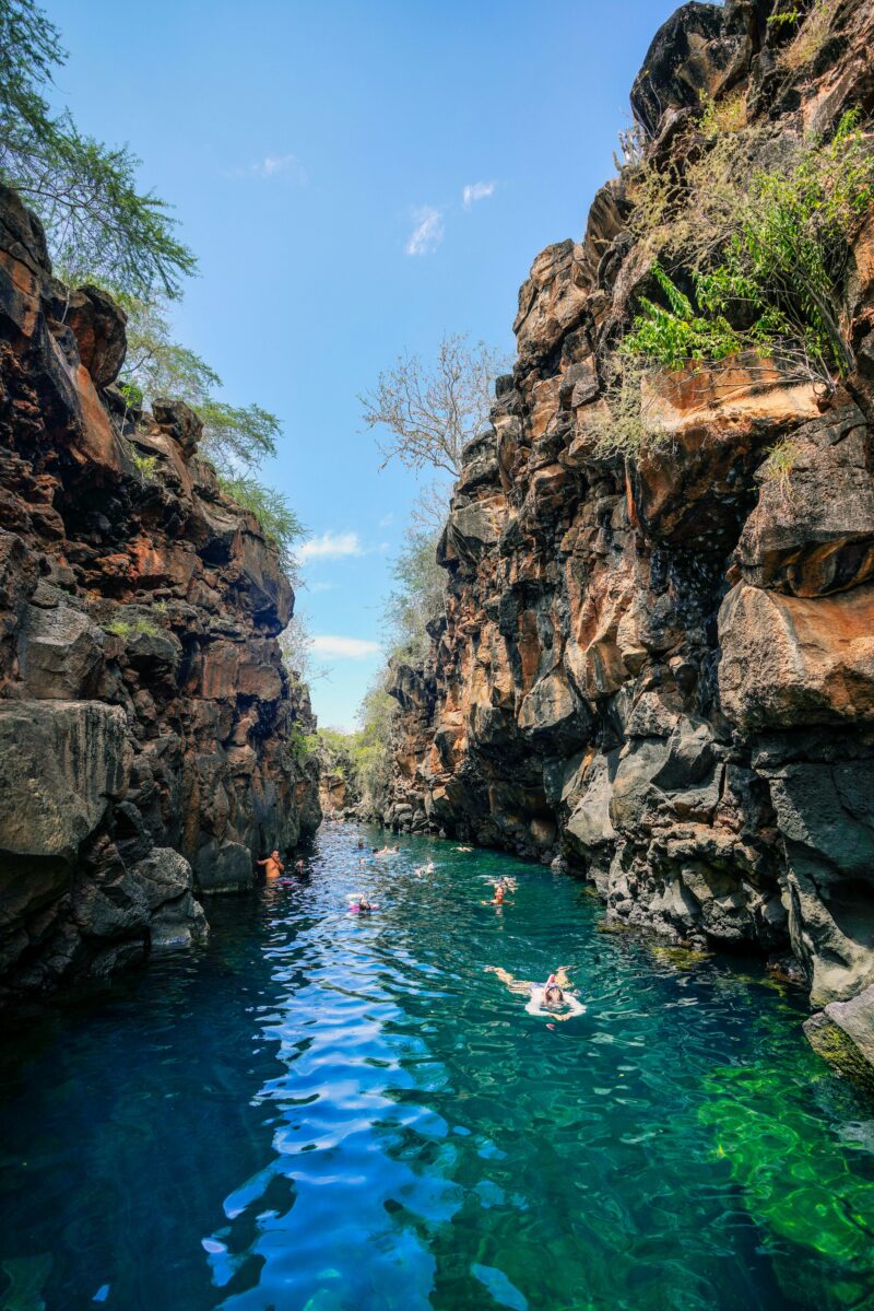 swimming in a natural pool, Las Grietas Santa Cruz Galagpos