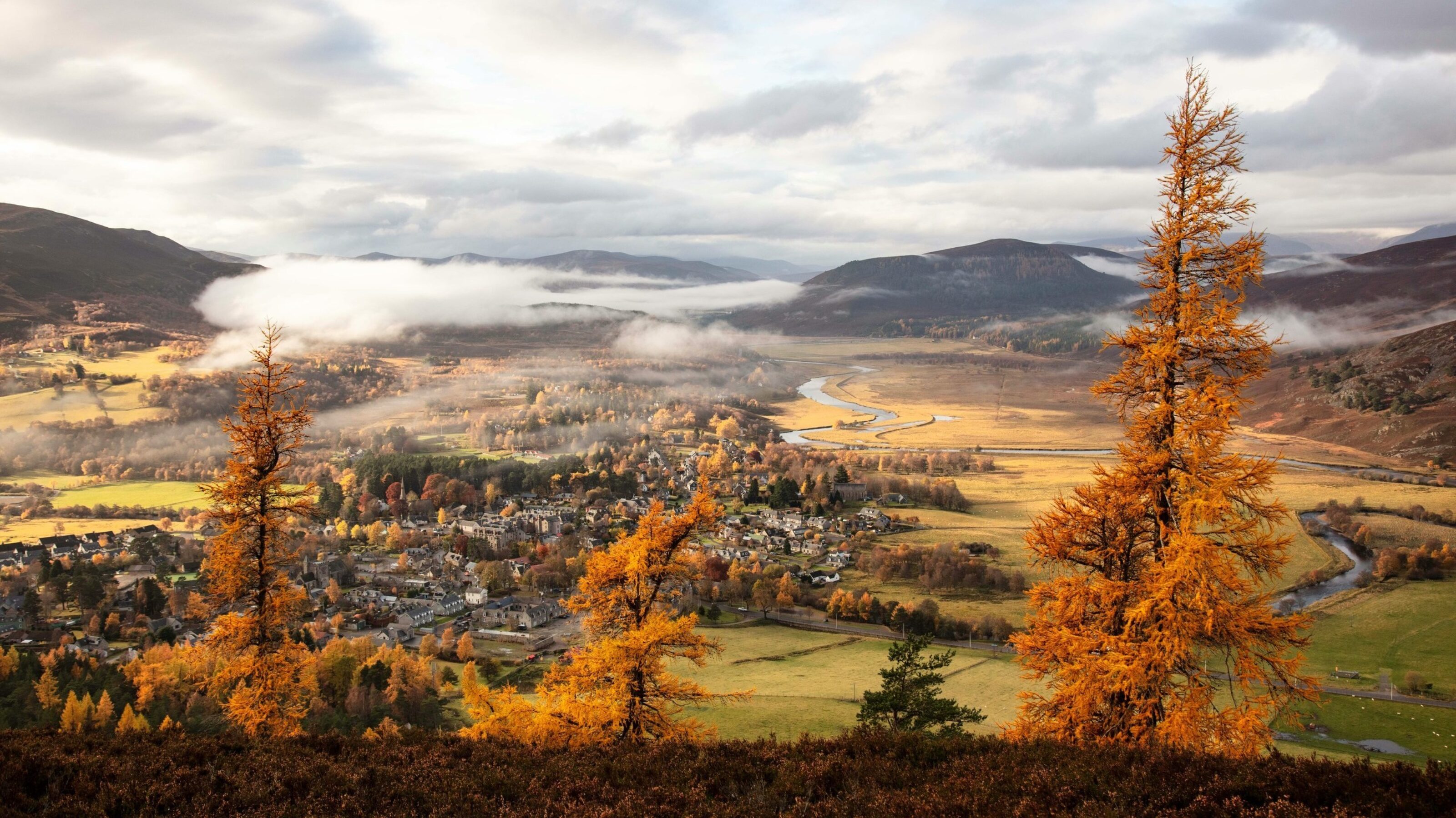 aerial view of Braemar Cairngorms National Park Scotland