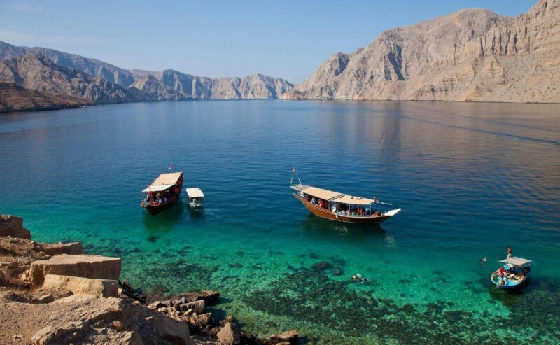 Crystal clear waters Mudsandam Peninsula oman