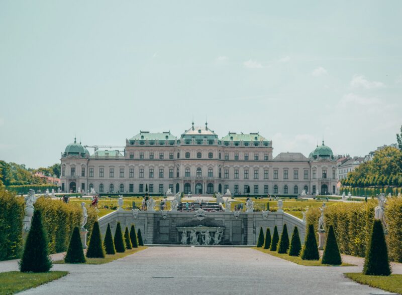 Front view Vienna castle Austria family trip