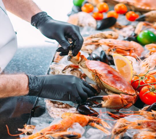 Your chef preparing a Blue Zone seafood feast with fresh Gulf of Nicoya catch