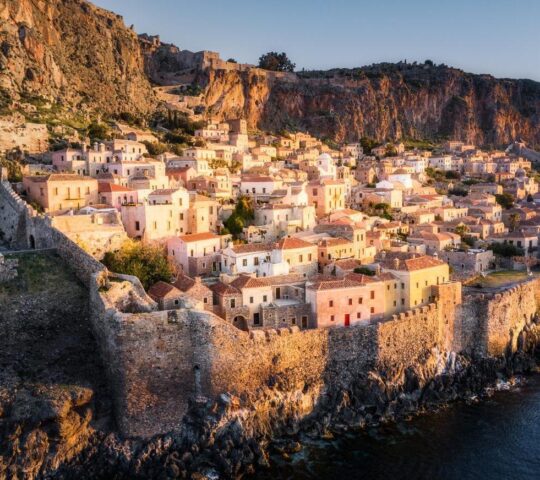 The town of Monemvasia is only visible from the sea