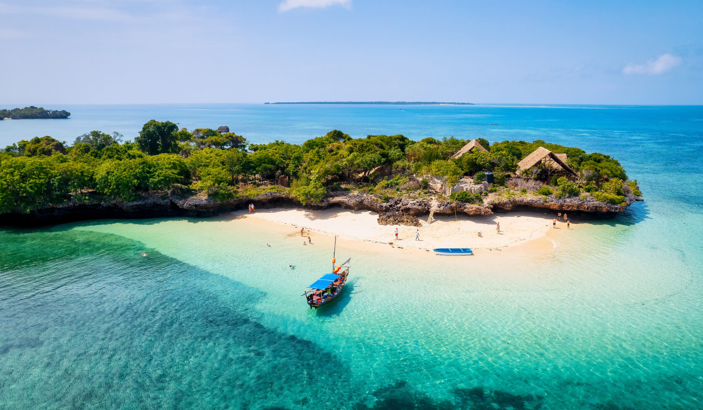 Family trip in Zanzibar Island coast with its pristine beaches and turquoise waters.