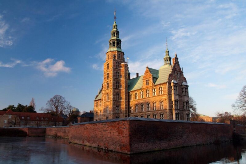 Rosenborg Castle at sunset in the winter Denmark