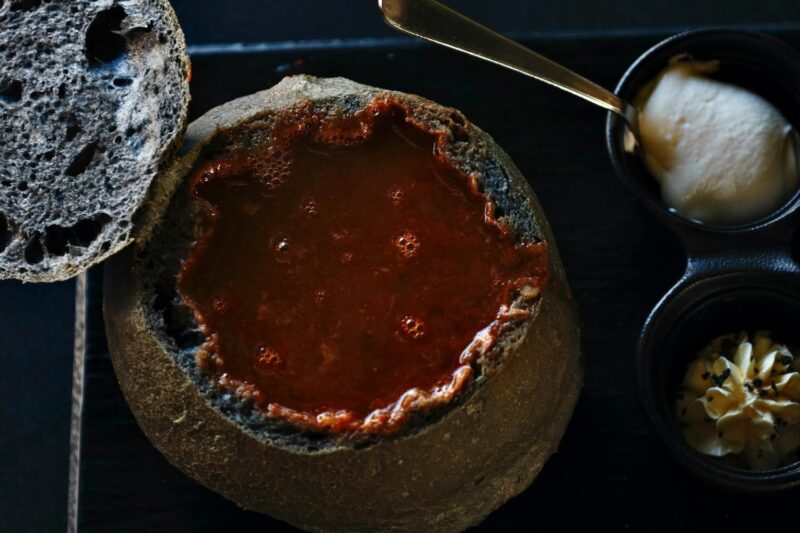 Traditional soup in bread Iceland meal