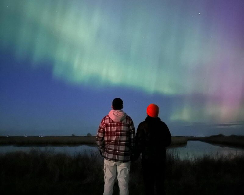 Watching the northern lights in Iceland couple wellness retreat