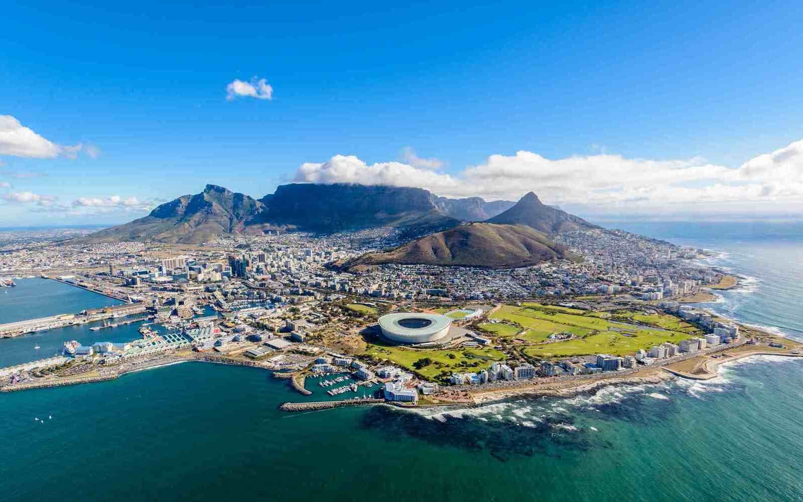 Take in sweeping views over Cape Town, the capital, with Table Mountain rising behind the city and the Atlantic coastline wrapping around its shores.