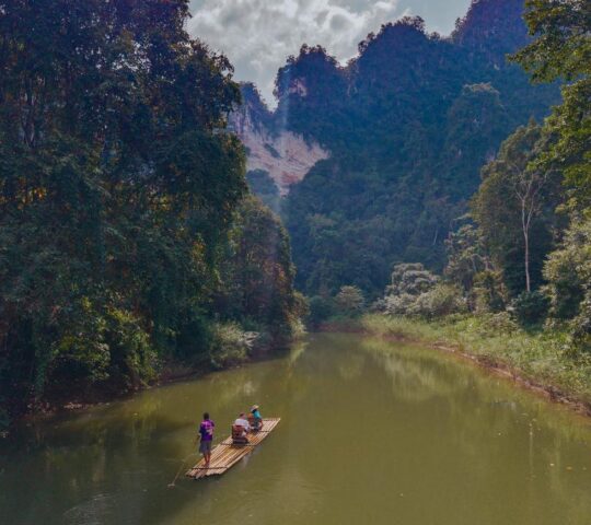 Take a tranquil bamboo raft ride through Khao Sok