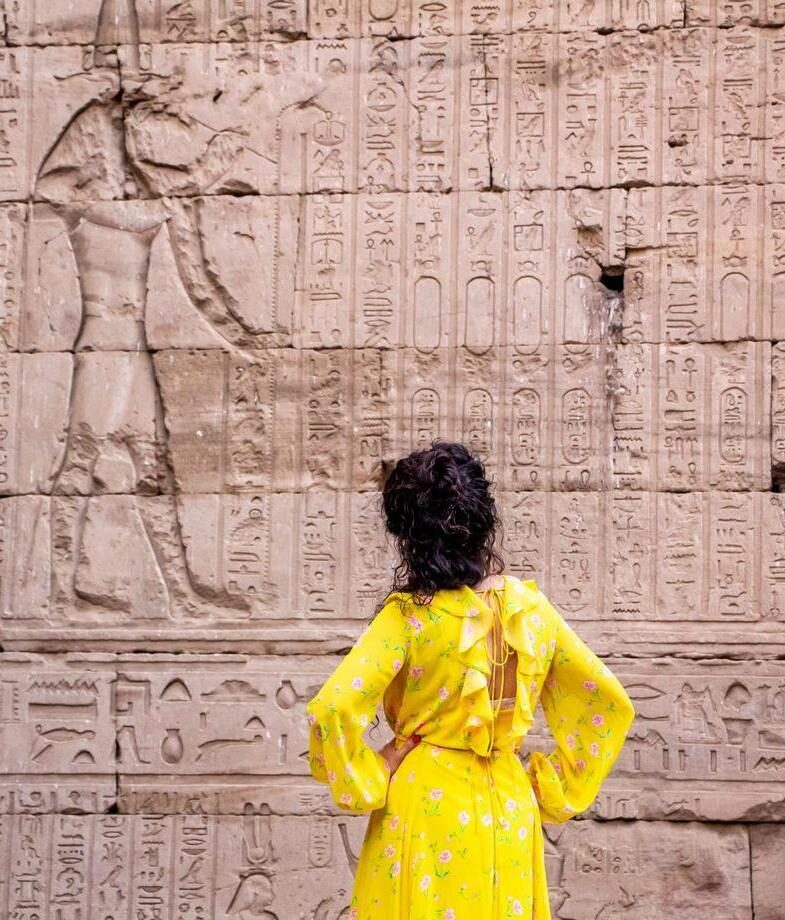Reading the carved history of the Temple of Edfu in Egypt, and discovering ancestral weaving traditions and natural dyes in Peru’s Sacred Valley.