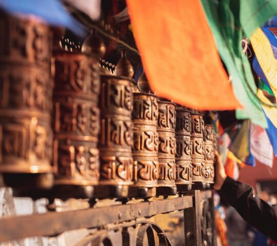 Prayer wheels contain thousands of mantras.