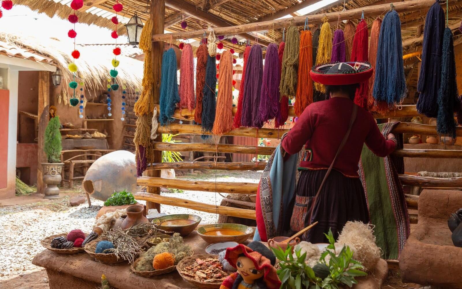 Learn how traditional textiles are made in Chinchero as a Quechua woman demonstrates the natural dyeing of alpaca and llama wool.