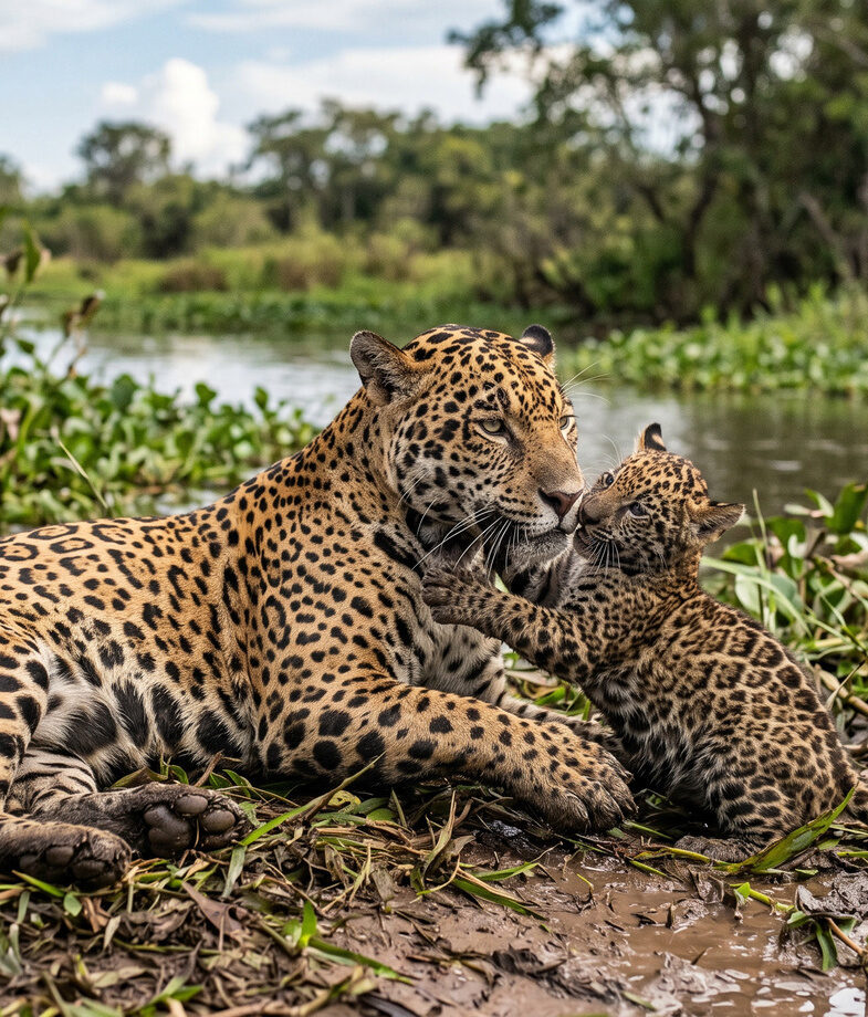 Experience Norway’s blue hour as the Arctic coast settles into twilight and warm lights glow beneath snow-covered peaks. Spot jaguars along Brazil’s Pantanal waterways, where cubs stay with their mothers for around 18 months.