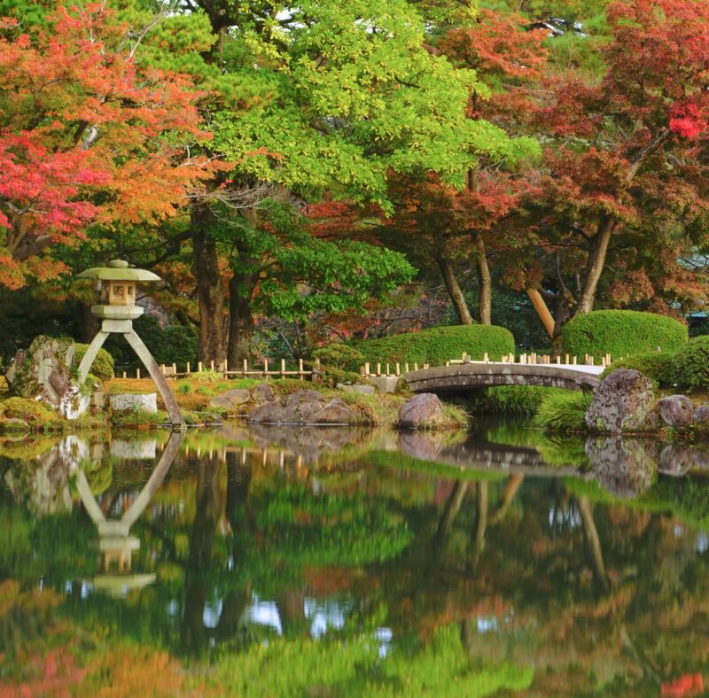 Japanese Garden at Kenrokuen Garden, Kanazawa City, Ishikawa Pref., Japan